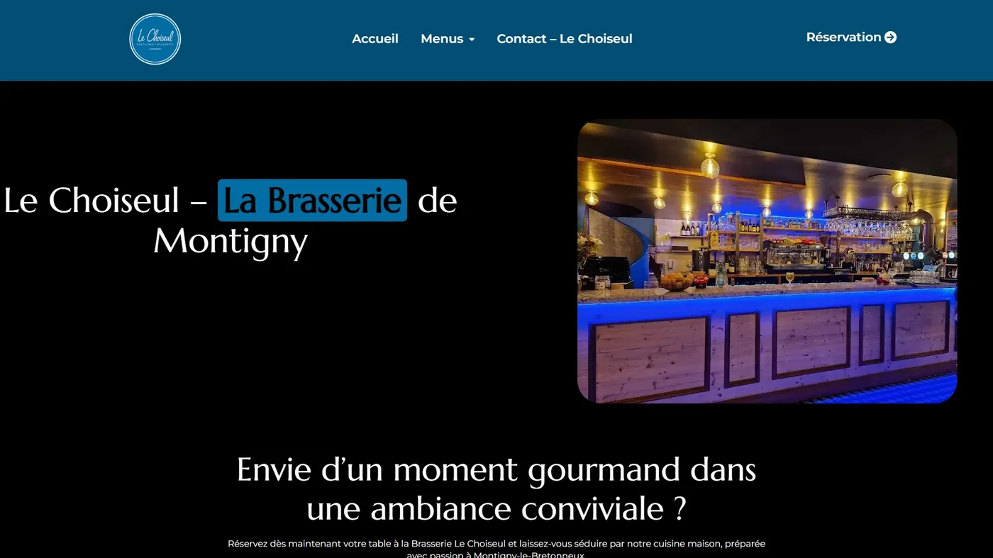 Nouvelle page d'accueil du Choiseul, photo du bar de la brasserie