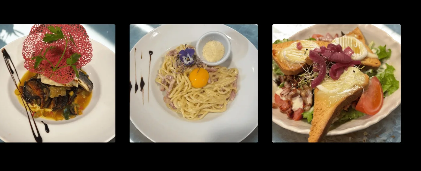 Trois assiettes du Choiseul photographiées au restaurant