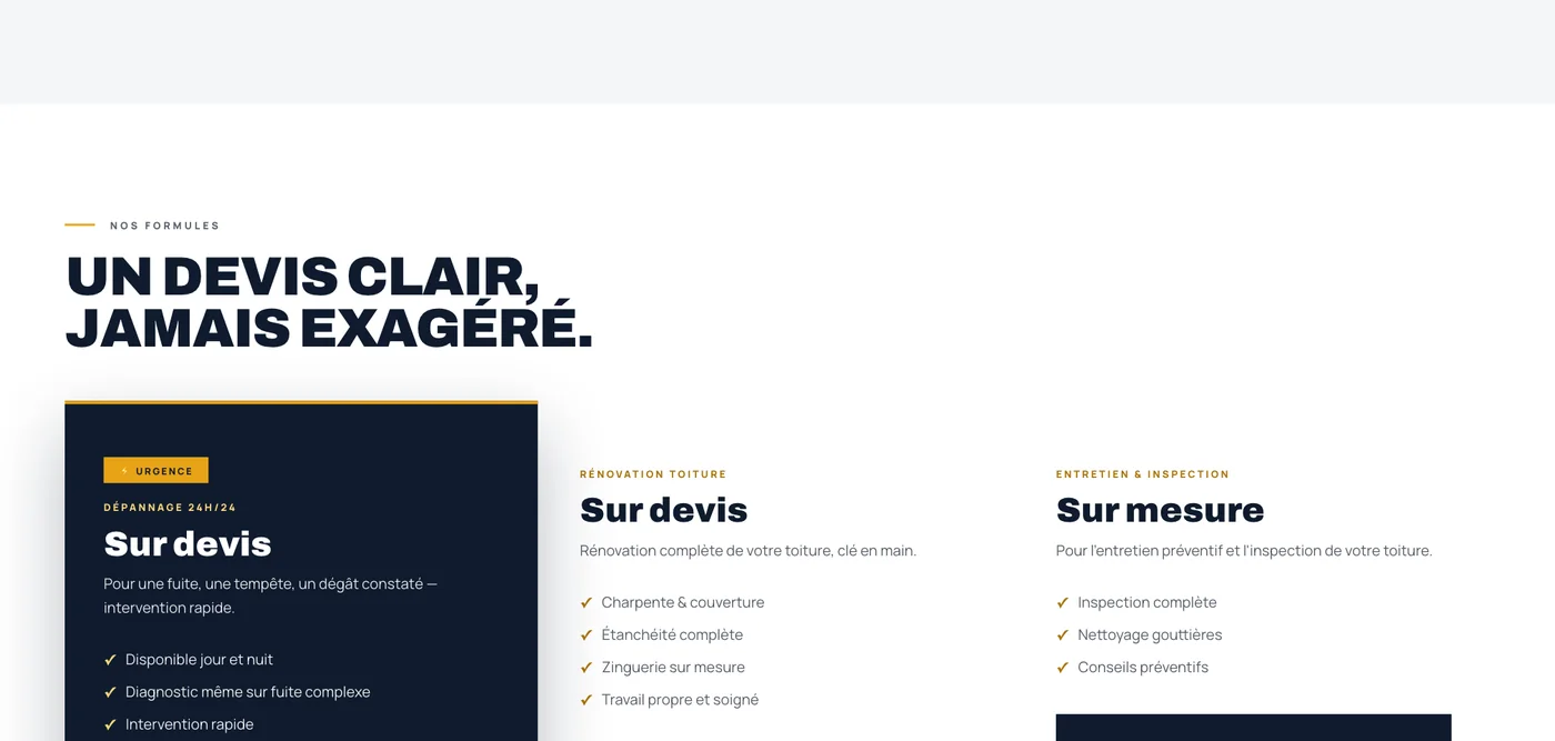 Les trois formules de devis proposées par Fontanel Couverture