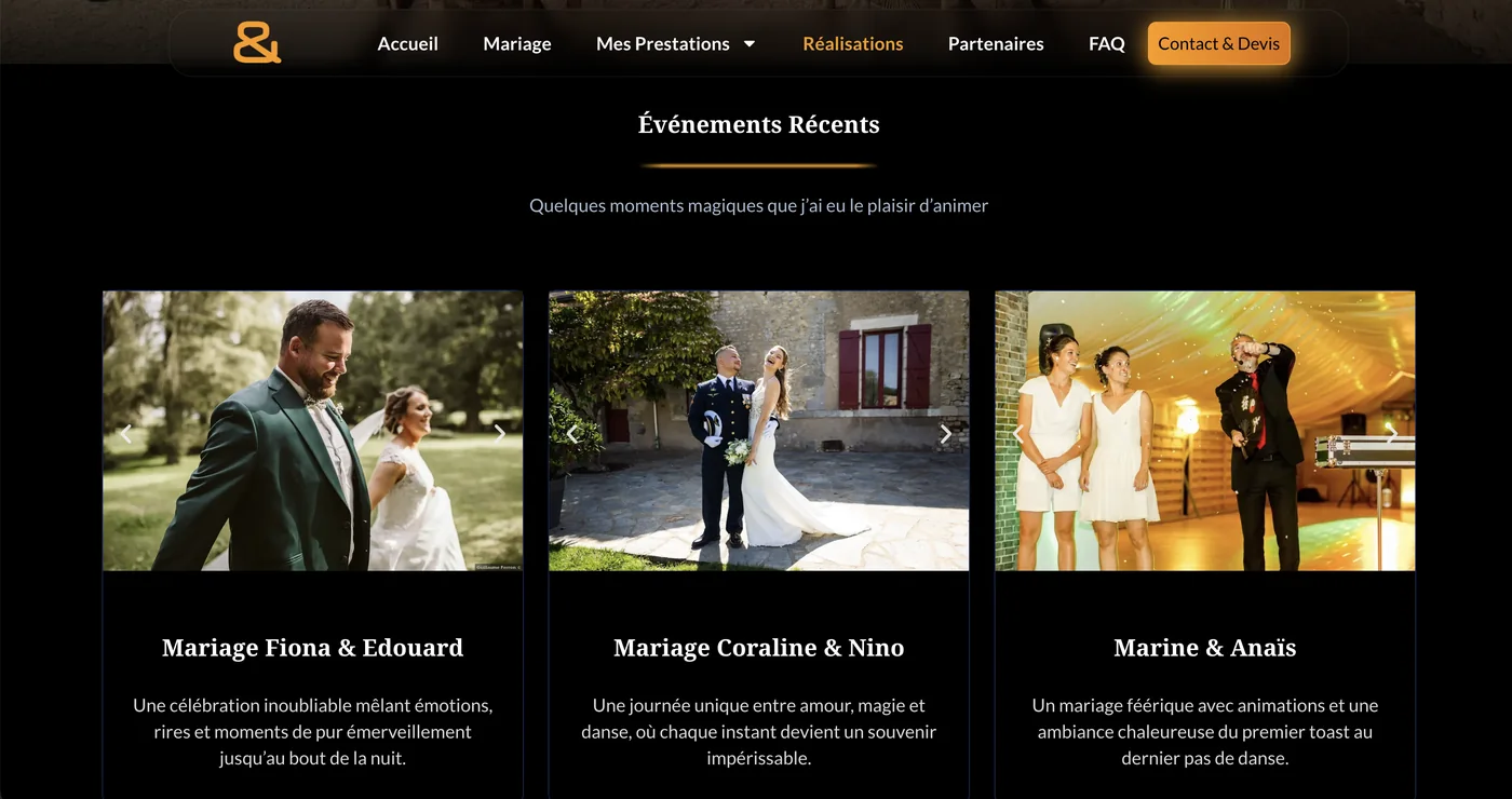 Trois mariages animés par Philippe Day présentés en cartes sur le nouveau site