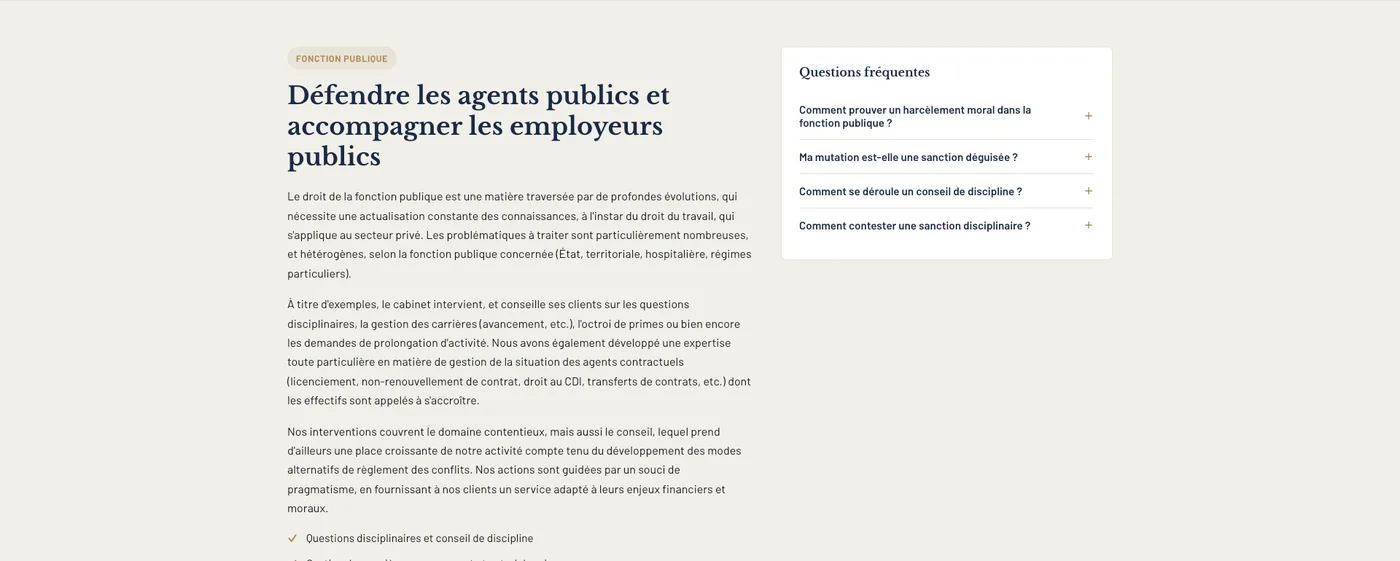 Section fonction publique du site Taron avec ses questions fréquentes