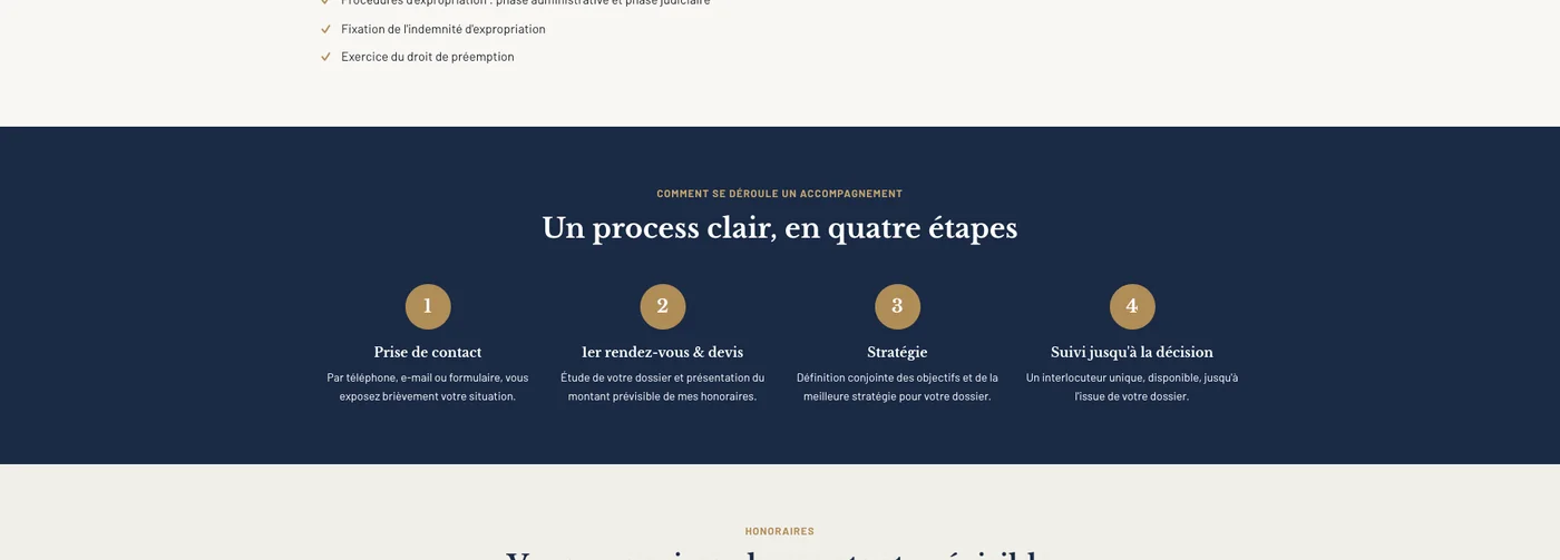 Section honoraires du site Taron présentant trois formules de facturation