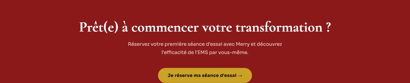 Bandeau d'appel à l'action du site ThirtyFit pour réserver une séance d'essai